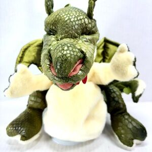 Folkmanis Green Dragon Puppet #2886 Plush Baby Fantasy Monster 10”